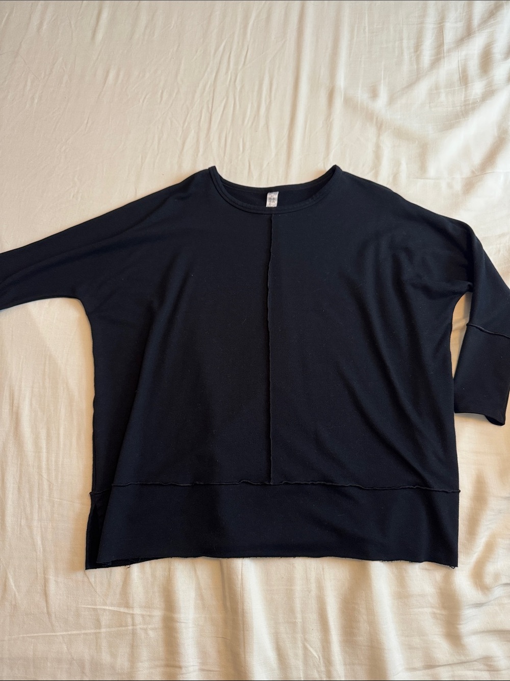 SPANX Black Boxy Crewneck Sweatshirt with Center Stitch
